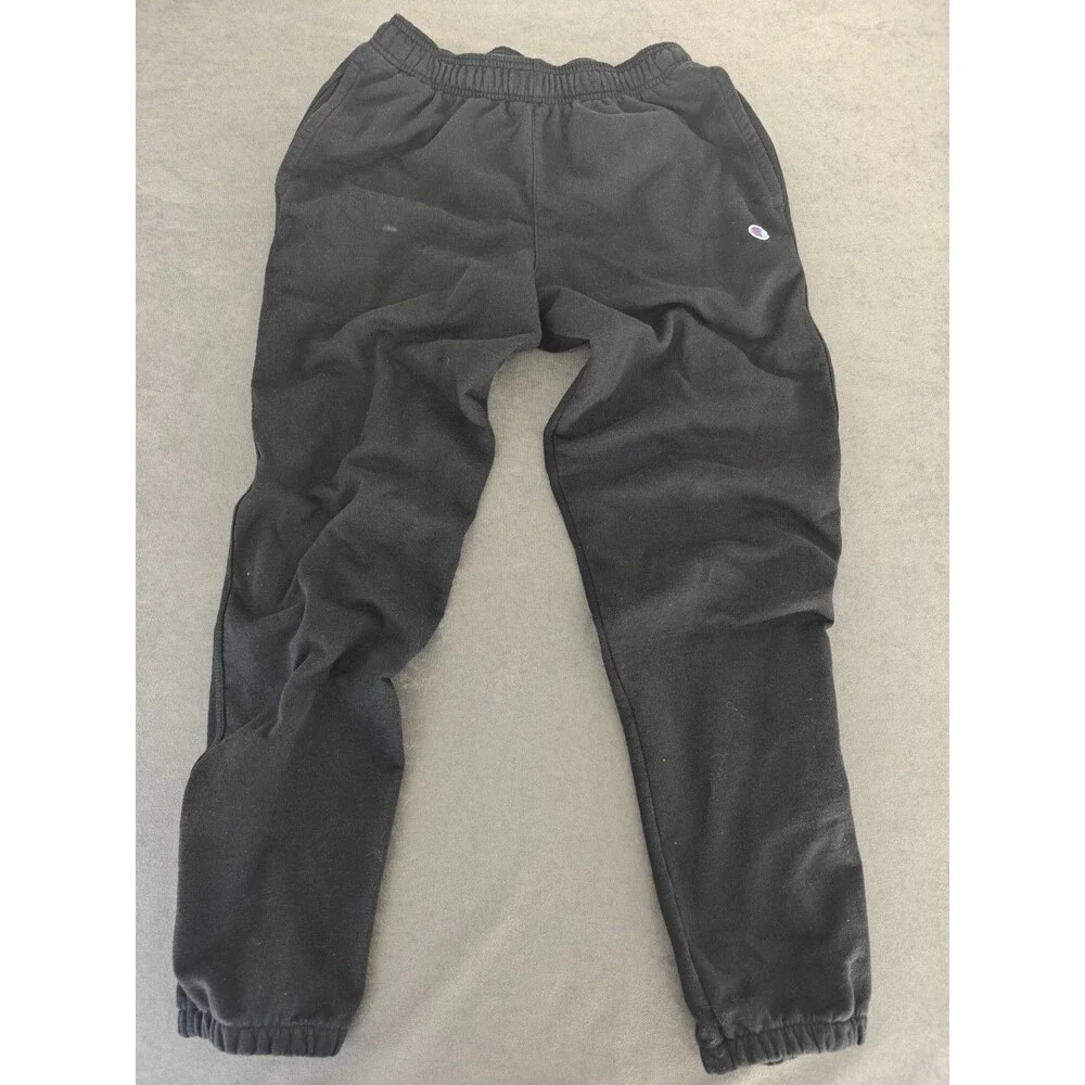 Champion Men's Black Jogger Sweatpants Size L Elastic Waist Athletic Logo